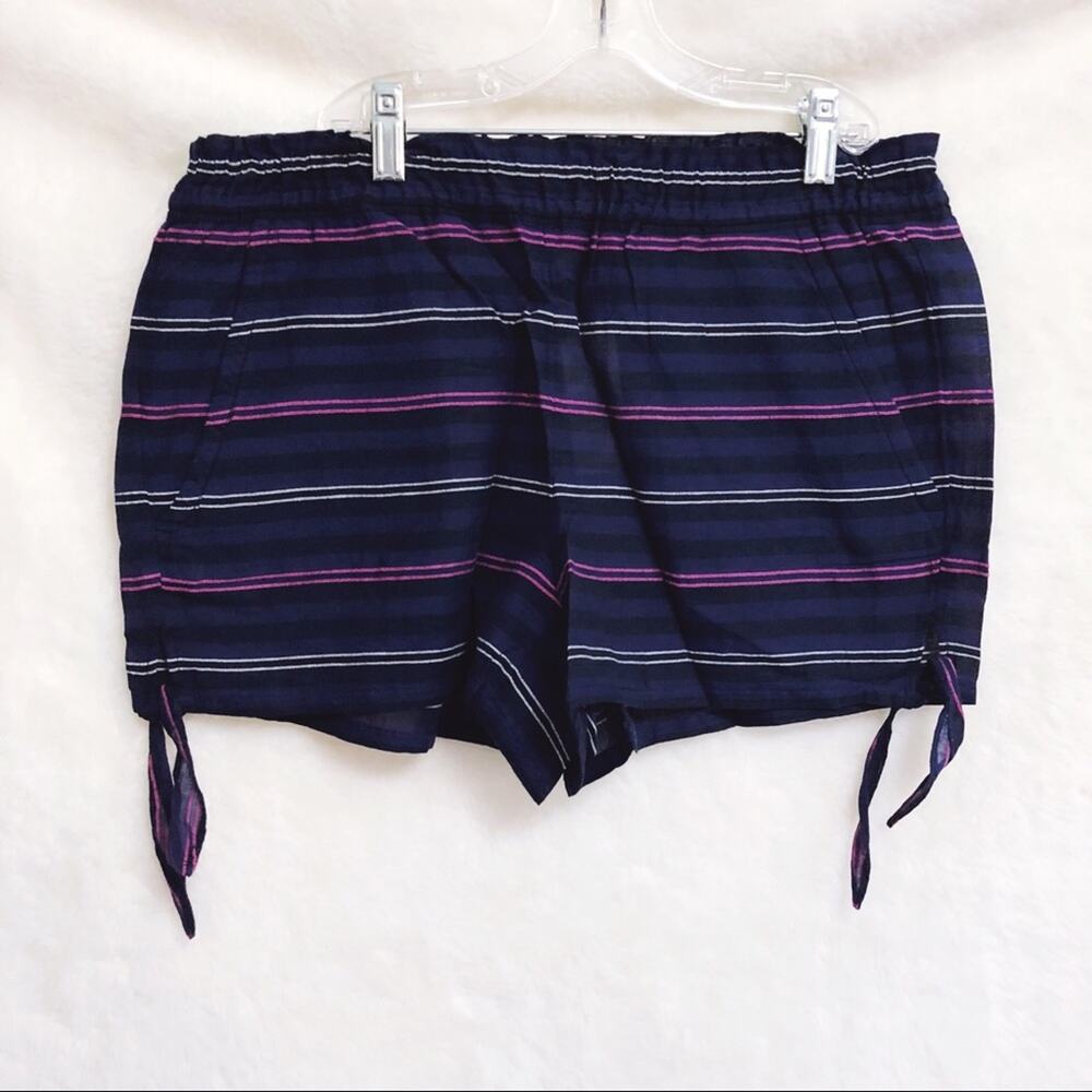 LOFT Black Beach Striped Side Tie Shorts